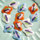 Oil Painting Hand-Painted Epoxy Ear Stud Hair Clip DIY Ornament 2p
