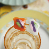 Oil Painting Hand-Painted Epoxy Ear Stud Hair Clip DIY Ornament 2p