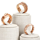 3pcs Beige&Dark Green PU Leather Ring Display Stand Jewelry Holder
