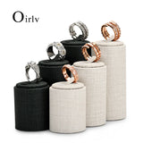 3pcs Beige&Dark Green PU Leather Ring Display Stand Jewelry Holder