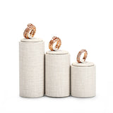 3pcs Beige&Dark Green PU Leather Ring Display Stand Jewelry Holder