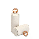 3pcs Beige&Dark Green PU Leather Ring Display Stand Jewelry Holder