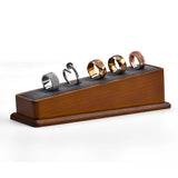 Wooden Ring Display Stand with Microfiber Jewelry Organizer