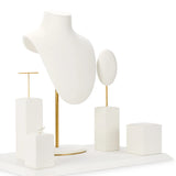 Beige Microfiber Jewelry Display Set with Metal Shop Cabinet