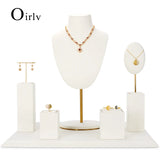 Beige Microfiber Jewelry Display Set with Metal Shop Cabinet