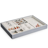 Beige Microfiber&PU Jewelry Organizer Tray Detachable Storage Display