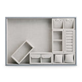 Beige Microfiber&PU Jewelry Organizer Tray Detachable Storage Display