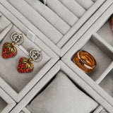 Beige Microfiber&PU Jewelry Organizer Tray Detachable Storage Display