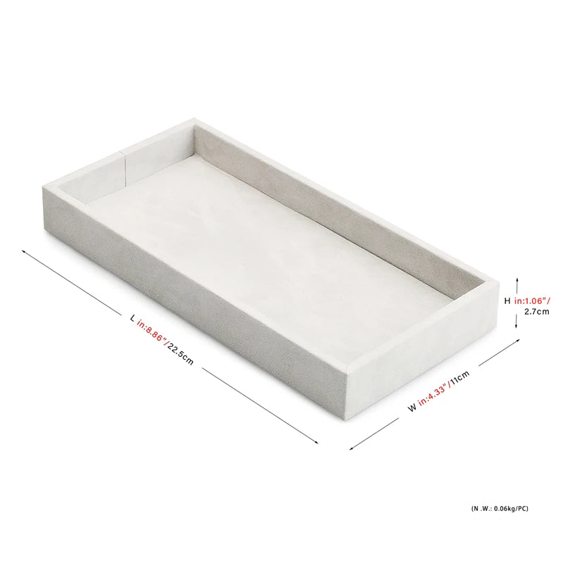 Beige Microfiber&PU Jewelry Organizer Tray Detachable Storage Display