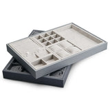 Beige Microfiber&PU Jewelry Organizer Tray Detachable Storage Display