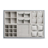 Beige Microfiber&PU Jewelry Organizer Tray Detachable Storage Display