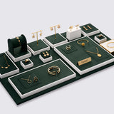Luxury Dark Green Jewelry Display Set - Necklace Ring Bangle Watch