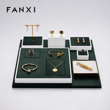 Luxury Dark Green Jewelry Display Set - Necklace Ring Bangle Watch
