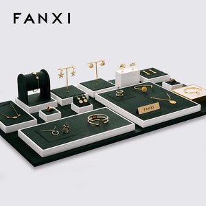 Luxury Dark Green Jewelry Display Set - Necklace Ring Bangle Watch