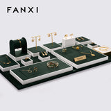 Luxury Dark Green Jewelry Display Set - Necklace Ring Bangle Watch