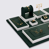 Luxury Dark Green Jewelry Display Set - Necklace Ring Bangle Watch