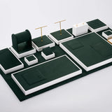 Luxury Dark Green Jewelry Display Set - Necklace Ring Bangle Watch