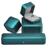 Green PU Leather Pendant Box Bangle Package Long Chain Display Gift Case