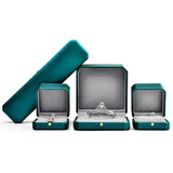 Green PU Leather Pendant Box Bangle Package Long Chain Display Gift Case