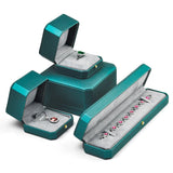 Green PU Leather Pendant Box Bangle Package Long Chain Display Gift Case
