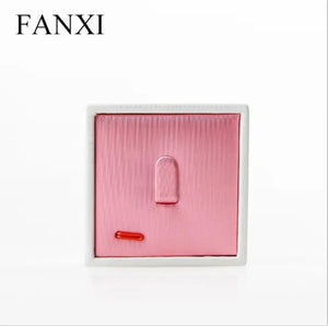 Rose Red PU Leather Jewelry Display Stand Ring Holder