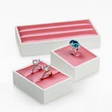 Rose Red PU Leather Jewelry Display Stand Ring Holder