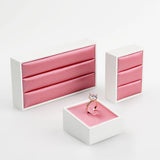 Rose Red PU Leather Jewelry Display Stand Ring Holder