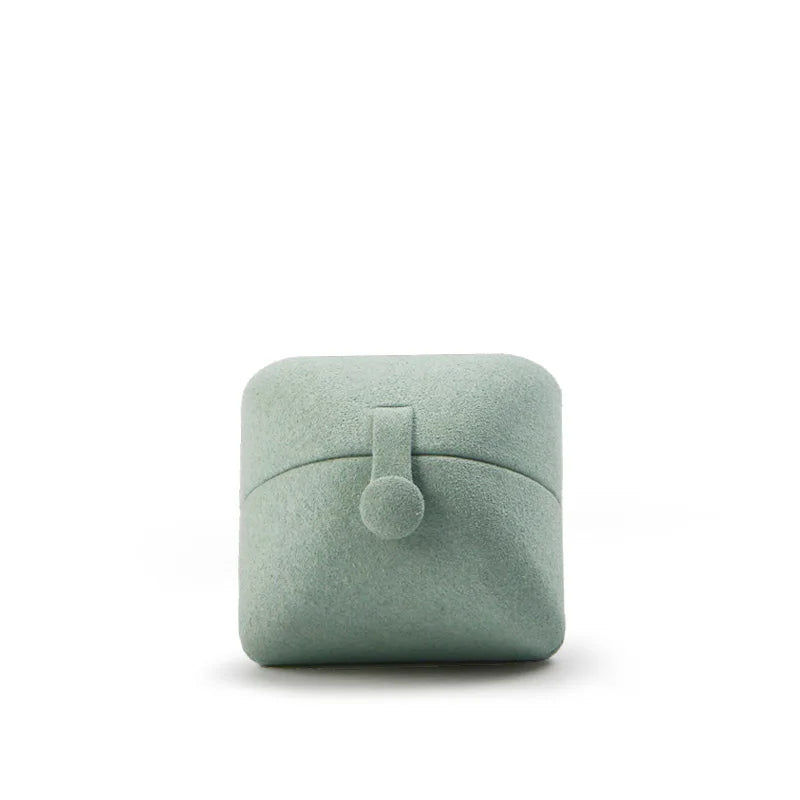 Green Microfiber Ring Organizer Box Button Pendant Jewelry Storage Case