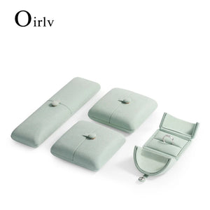 Green Microfiber Ring Organizer Box Button Pendant Jewelry Storage Case