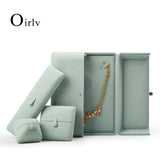 Green Microfiber Ring Organizer Box Button Pendant Jewelry Storage Case