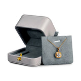 Grey Ring Pendant Jewelry Box Rounded Corner Buckle Gift