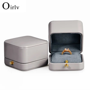 Grey Ring Pendant Jewelry Box Rounded Corner Buckle Gift
