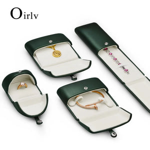 Green Jewelry Box Snap-fastener PU Leather Organizador Bracelet Display