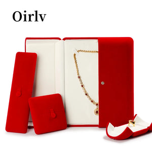 Velvet Jewelry Box Set Ring Necklace Organizer