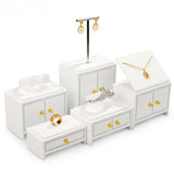 Solid Wood Jewelry Display Stand with Microfiber Storage