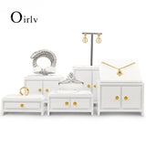 Solid Wood Jewelry Display Stand with Microfiber Storage
