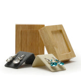 Wood Cream-white & Dark Gray Earring Display Stand with Microfiber