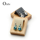 Wood Cream-white & Dark Gray Earring Display Stand with Microfiber