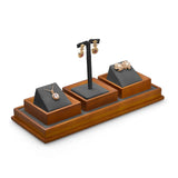 Wooden Jewelry Display Props Set Earrings Organizer Stands Pendant Trays