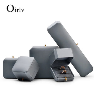 Leather Double Ring Couple Box Jewelry Holder