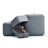 Leather Double Ring Couple Box Jewelry Holder
