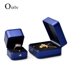 Snap Button Flannelette Leather Ring Case Pendant Box