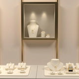 Beige Microfiber Jewelry Display Set for Necklace Earrings Ring