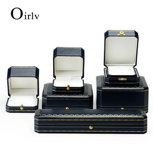 Royal Double Ring Box PU Leather Jewelry Organizer Box