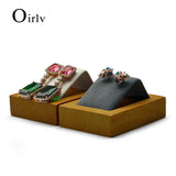 Solid Wood Display Stand Earrings Jewelry Storage Rack Microfiber Material