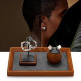 Stackable Wood Jewelry Display Tray Organizer Showcase Holder