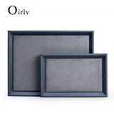 Wood/PU Leather Jewelry Display Tray Stackable Organizer Showcase