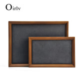 Wood/PU Leather Jewelry Display Tray Stackable Organizer Showcase