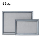Wood/PU Leather Jewelry Display Tray Stackable Organizer Showcase