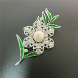 Zircon Flower Bridal Brooch Pin Enamel Floral Wedding Sweater Jewelry